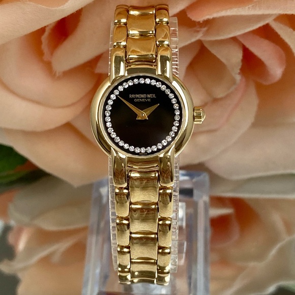 Raymond Weil Swiss Made 18K Gold Plated Swarovski Crystal Dial Dress Watch - Picture 1 of 16